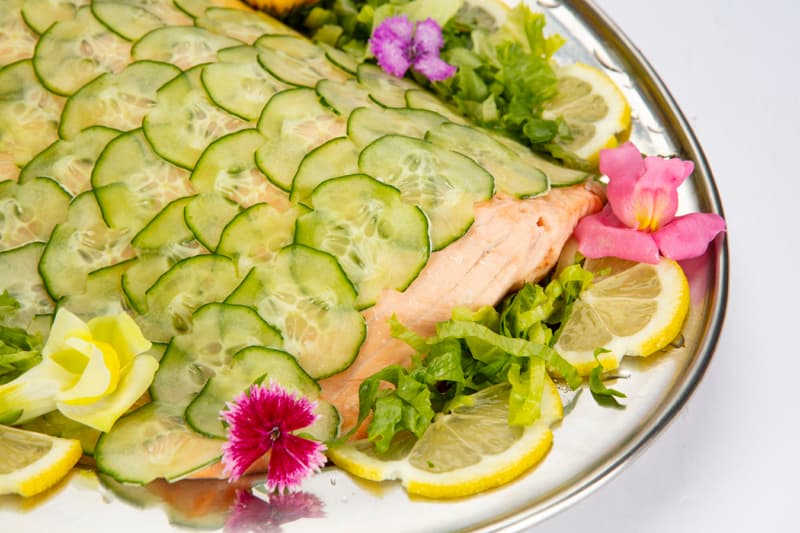 Poached salmon side
