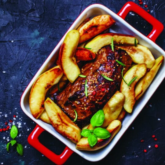 Pan Roasted Pork Tenderloin in a Tangy Dried Fruit Sauce