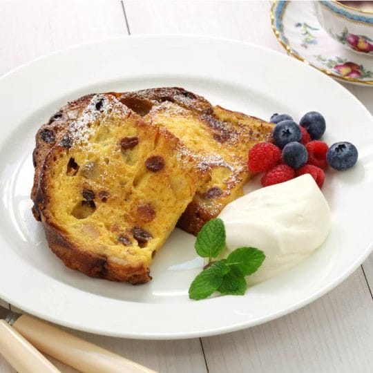 Cinna Raisin French Toast with Blueberry Sauce