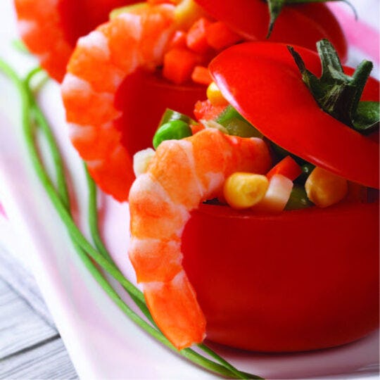 Shrimp and Rice Stuffed Tomatoes