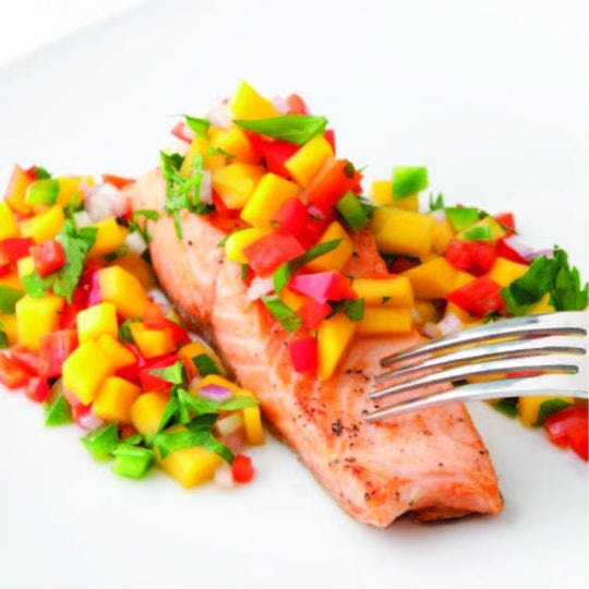 Broiled Salmon Fillet with Tangy Tomato Salsa