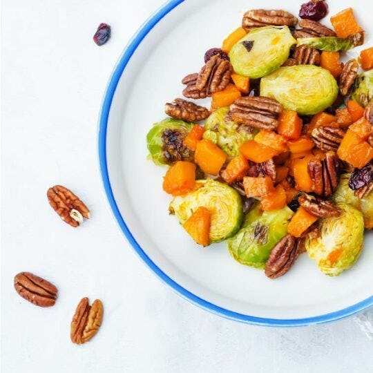 Maple Pecan Roasted Brussels Sprouts