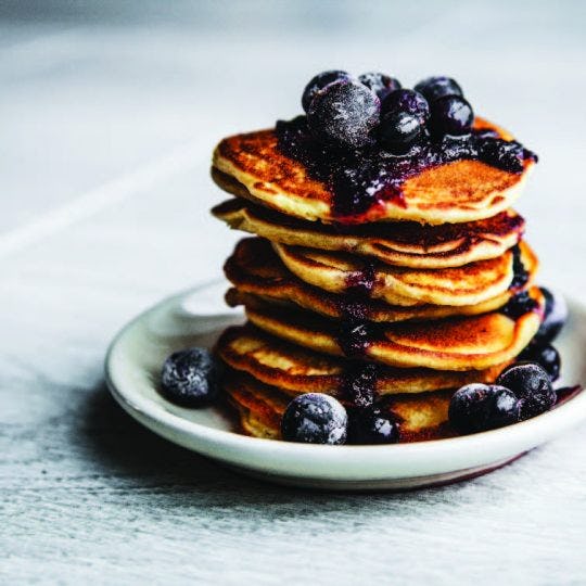 Gluten Free Blueberry Pancakes with Blueberry Sauce