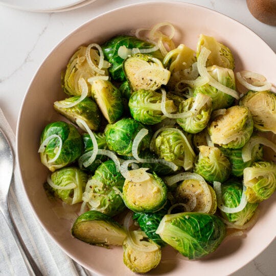 Garlic Braised Brussels Sprouts