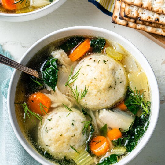 Kale and Herb Matzo Ball Soup