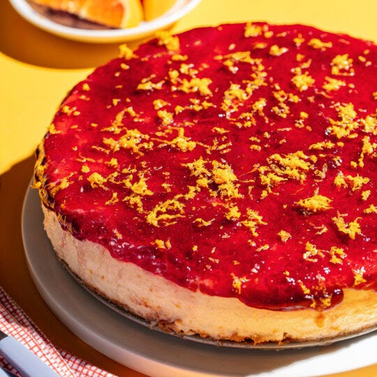 Orange Cheesecake with Pomegranate Jelly