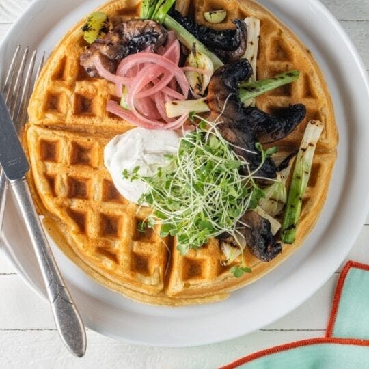 Waffles with Ricotta & Grilled Onions